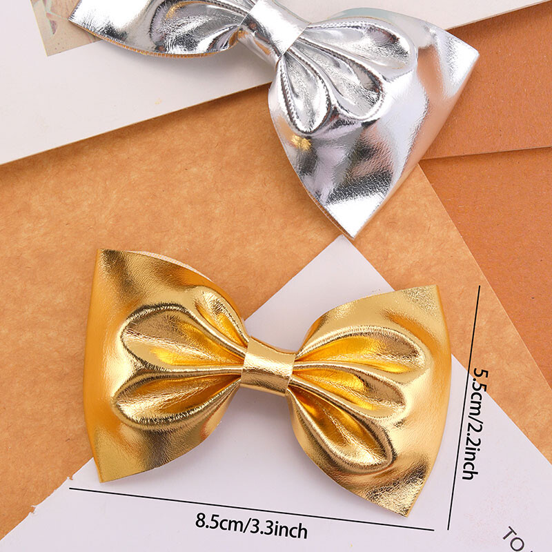 2 bucăți agrafe de păr din aur vintage, realizate manual, cu fundă din PU, agrafe de păr pentru copii, barete strălucitoare, accesorii pentru păr pentru copii