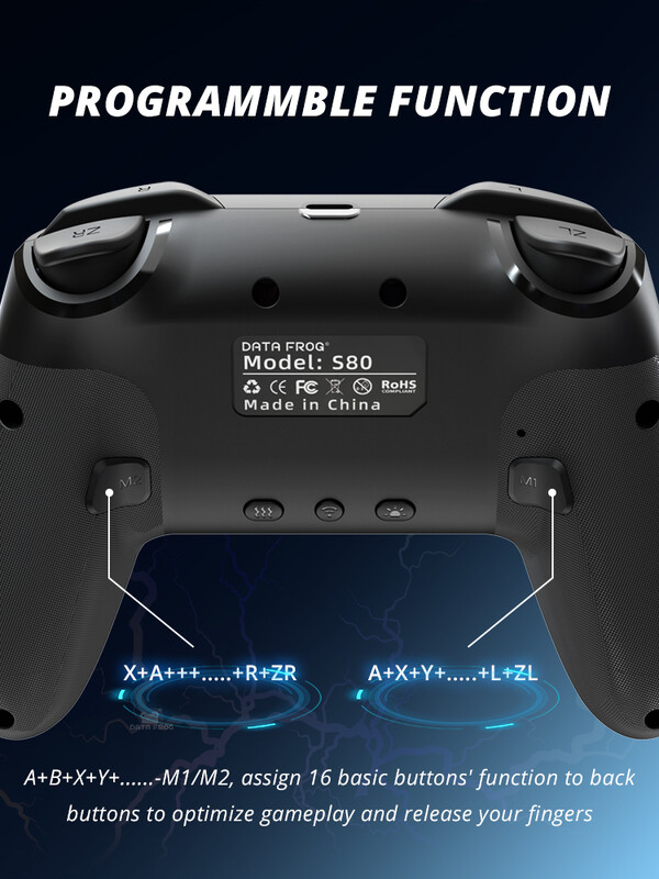 Controler fără fir pentru Nintendo Switch Consola OLED Pro Gamepad cu baterie reîncărcabilă Funcție Turbo programabilă Lumină RGB