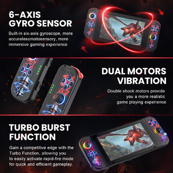 Joy Pad за Nintendo Switch/LED Lite джойстик безжичен геймпад Контролер Grip Support Wake-up и Turbo Function 6 Axis