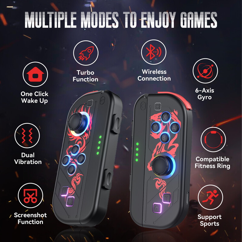 Joy Pad για Nintendo Switch/LED Lite Joystick Ασύρματο χειριστήριο παιχνιδιών λαβή Υποστήριξη αφύπνισης και Λειτουργία Turbo 6 Άξονα