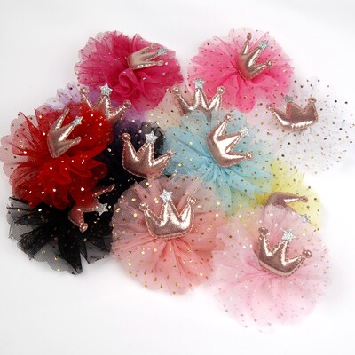 10 ΤΕΜ 3,5 ιντσών νήμα από δίχτυ δαντέλα Chiffon Flower Crown Χωρίς κλιπ μαλλιών Αξεσουάρ μαλλιών για κορίτσια Φιόγκοι μαλλιών Βρεφικά Παιδικά αξεσουάρ μαλλιών