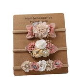 Baba fejpánt Virágok lányok elasztikus virágos hajpántok Újszülött kisgyermek fejfedők Nylon fejpántok gyerek haj kiegészítők 3db/tétel