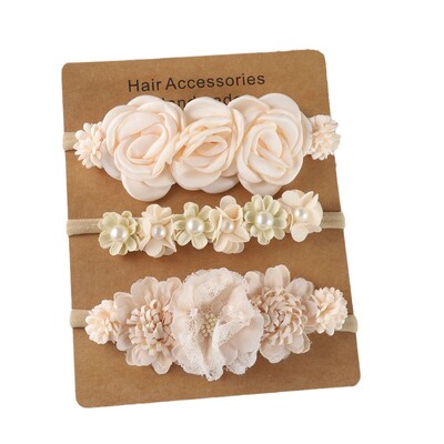 Baba fejpánt Virágok lányok elasztikus virágos hajpántok Újszülött kisgyermek fejfedők Nylon fejpántok gyerek haj kiegészítők 3db/tétel