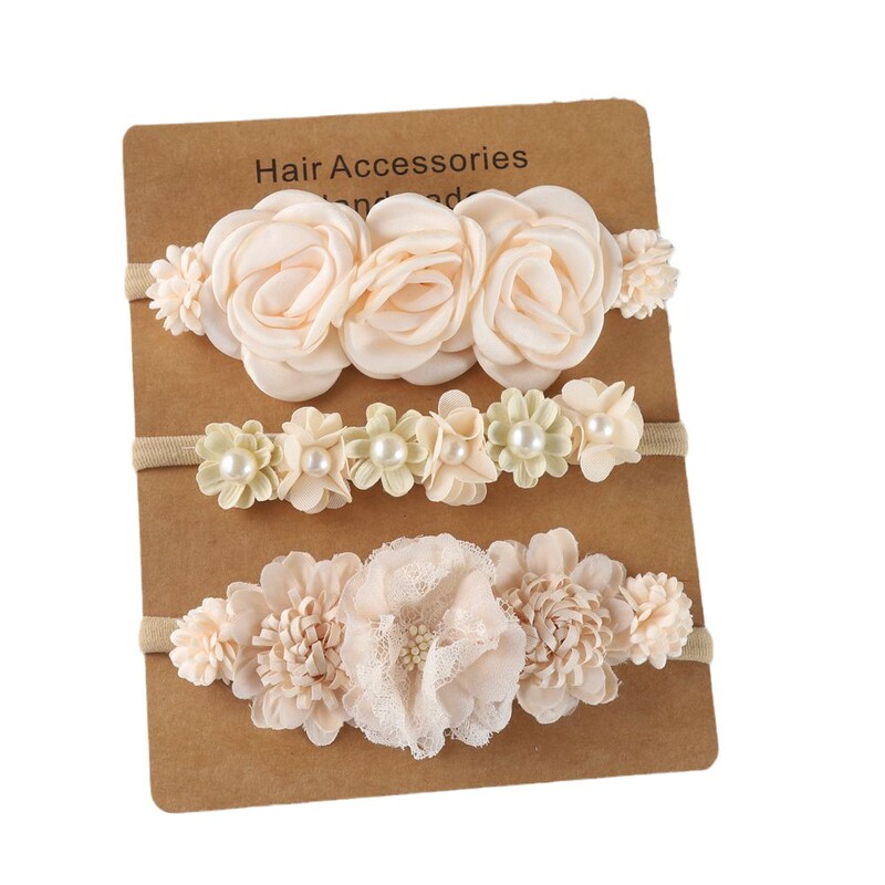 Baba fejpánt Virágok lányok elasztikus virágos hajpántok Újszülött kisgyermek fejfedők Nylon fejpántok gyerek haj kiegészítők 3db/tétel