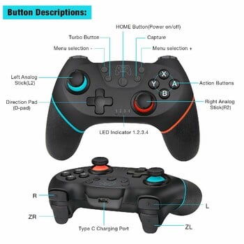 Ασύρματο Gamepad Bluetooth για Nintend Switch Pro NS-Switch Pro Game joystick Controller για Switch Console με λαβή 6 αξόνων