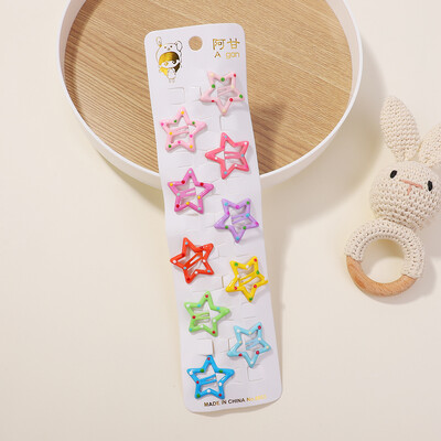 10db Kawaii Geometric Fém Hajtű Szett Női Lányok Gyerek Hajfogók Hajcsipesz Csapok Barrettes Kiegészítők Hajcsat Fejdísz