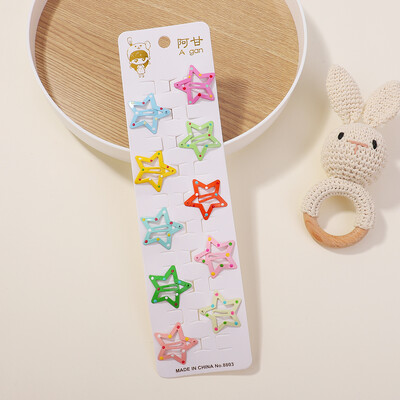 10db Kawaii Geometric Fém Hajtű Szett Női Lányok Gyerek Hajfogók Hajcsipesz Csapok Barrettes Kiegészítők Hajcsat Fejdísz