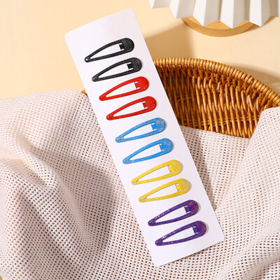 10db Kawaii Geometric Fém Hajtű Szett Női Lányok Gyerek Hajfogók Hajcsipesz Csapok Barrettes Kiegészítők Hajcsat Fejdísz