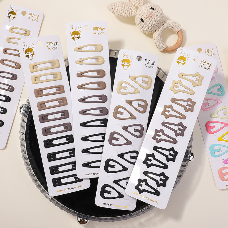 10db Kawaii Geometric Fém Hajtű Szett Női Lányok Gyerek Hajfogók Hajcsipesz Csapok Barrettes Kiegészítők Hajcsat Fejdísz