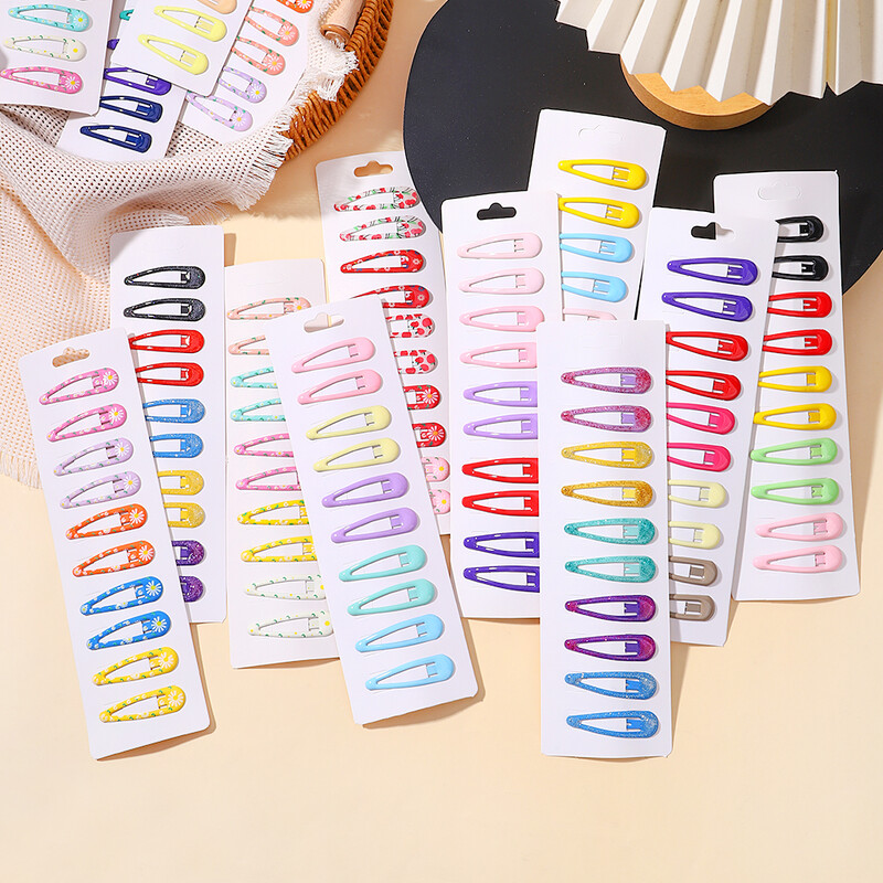 10db Kawaii Geometric Fém Hajtű Szett Női Lányok Gyerek Hajfogók Hajcsipesz Csapok Barrettes Kiegészítők Hajcsat Fejdísz
