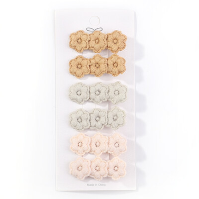 6 db/tétel Virághímzés Hajtűk Gyermek Virág Hajcsat Geometrikus Sweet Girls Hajkiegészítők Vintage Hajtűk Barrettes