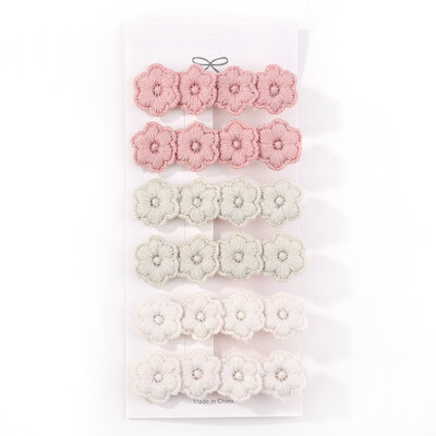 6 db/tétel Virághímzés Hajtűk Gyermek Virág Hajcsat Geometrikus Sweet Girls Hajkiegészítők Vintage Hajtűk Barrettes