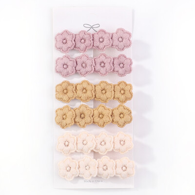 6 db/tétel Virághímzés Hajtűk Gyermek Virág Hajcsat Geometrikus Sweet Girls Hajkiegészítők Vintage Hajtűk Barrettes