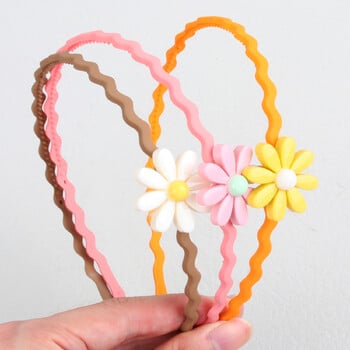 Cute Girls Flower Headband Πλαστικά δόντια Matte Hairbands Floral Παιδικά Παιδικά Αξεσουάρ Μαλλιών Wave Hairband Headwear