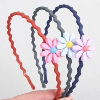 Cute Girls Flower Headband Πλαστικά δόντια Matte Hairbands Floral Παιδικά Παιδικά Αξεσουάρ Μαλλιών Wave Hairband Headwear