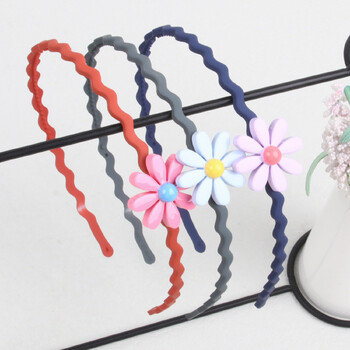 Cute Girls Flower Headband Πλαστικά δόντια Matte Hairbands Floral Παιδικά Παιδικά Αξεσουάρ Μαλλιών Wave Hairband Headwear