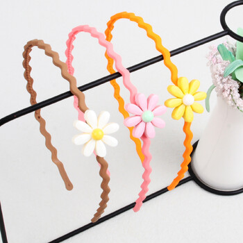 Cute Girls Flower Headband Πλαστικά δόντια Matte Hairbands Floral Παιδικά Παιδικά Αξεσουάρ Μαλλιών Wave Hairband Headwear