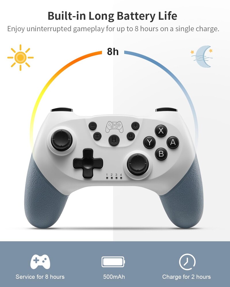 BINBOK Hall Effect Switch Wireless Switch Pro valdiklis, skirtas Switch / Lite / OLED / asmeniniam kompiuteriui su reguliuojama vibracija 6 ašių „Gyro Turbo“
