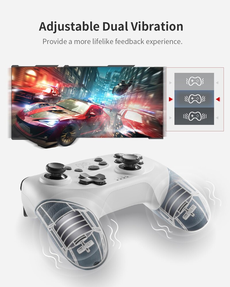 BINBOK Hall Effect Switch Wireless Switch Pro valdiklis, skirtas Switch / Lite / OLED / asmeniniam kompiuteriui su reguliuojama vibracija 6 ašių „Gyro Turbo“