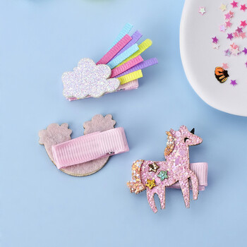 Girls Glitter Unicorn Rainbow Hair Clips Set Cute No Slip Sparkly Hair αξεσουάρ για Μικρά Κορίτσια Είδη πάρτι γενεθλίων για πάρτι