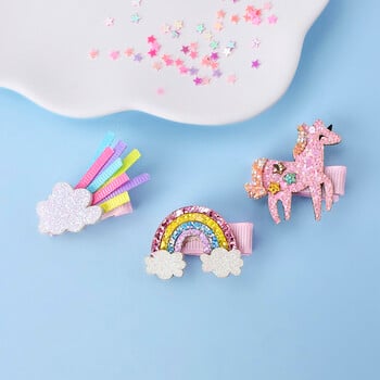 Girls Glitter Unicorn Rainbow Hair Clips Set Cute No Slip Sparkly Hair αξεσουάρ για Μικρά Κορίτσια Είδη πάρτι γενεθλίων για πάρτι