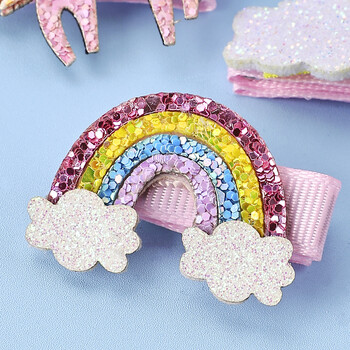 Girls Glitter Unicorn Rainbow Hair Clips Set Cute No Slip Sparkly Hair αξεσουάρ για Μικρά Κορίτσια Είδη πάρτι γενεθλίων για πάρτι