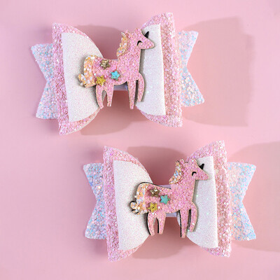 Lányos csillogó egyszarvú szivárvány hajcsat szett Aranyos csúszásmentes, csillogó hajkiegészítő kislányoknak Születésnapi parti kellékek bulihoz