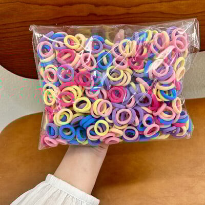 100 darab gyermek hajkiegészítő nagy rugalmassággal Divatos nylon hajkötél egyszerű alap fejpánt és fejpánt