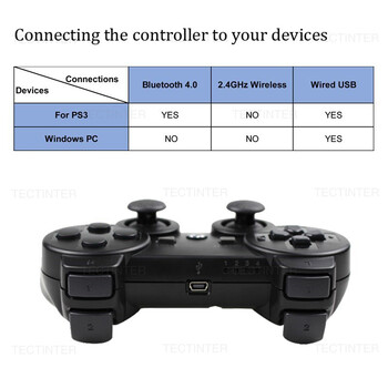 Поддържа Bluetooth безжичен геймпад за PlayStation 3 контролер за джойстик за PS3 Controle аксесоари USB контролер за компютърни игри