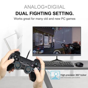 USB кабелен PC Game Controller Геймпад за WinXP/Win7/Win8/Win10 Joypad За PC Windows Компютър Лаптоп Черен Game Joystick