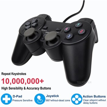 USB кабелен PC Game Controller Геймпад за WinXP/Win7/Win8/Win10 Joypad За PC Windows Компютър Лаптоп Черен Game Joystick