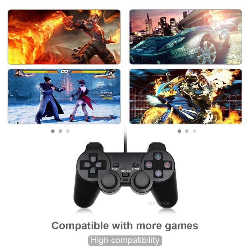 USB vezetékes PC játékvezérlő Gamepad WinXP/Win7/Win8/Win10 Joypad PC-hez Windows Számítógép Laptop Fekete Játék Joystick