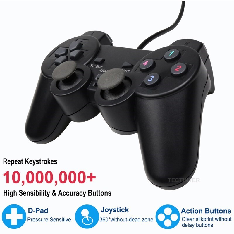 USB vezetékes PC játékvezérlő Gamepad WinXP/Win7/Win8/Win10 Joypad PC-hez Windows Számítógép Laptop Fekete Játék Joystick