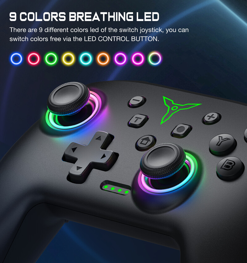 Gamepad wireless BEBONCOOL pentru Nintendo Switch/Switch OLED/Switch Lite/Android/ios Conexiune prin cablu Pro Controller pentru PC/Steam