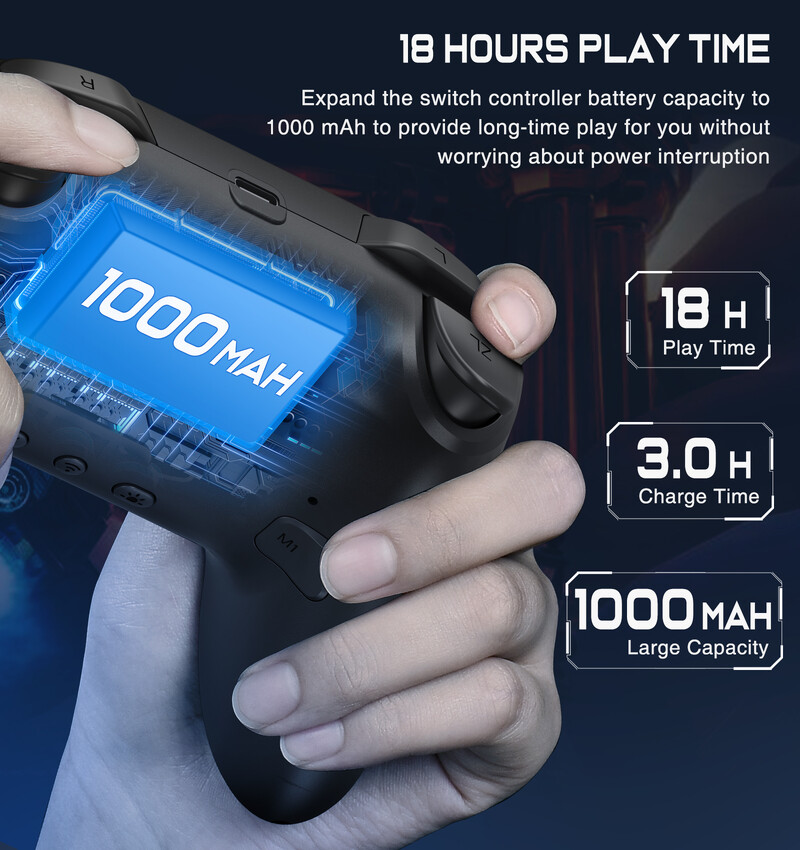 Gamepad wireless BEBONCOOL pentru Nintendo Switch/Switch OLED/Switch Lite/Android/ios Conexiune prin cablu Pro Controller pentru PC/Steam