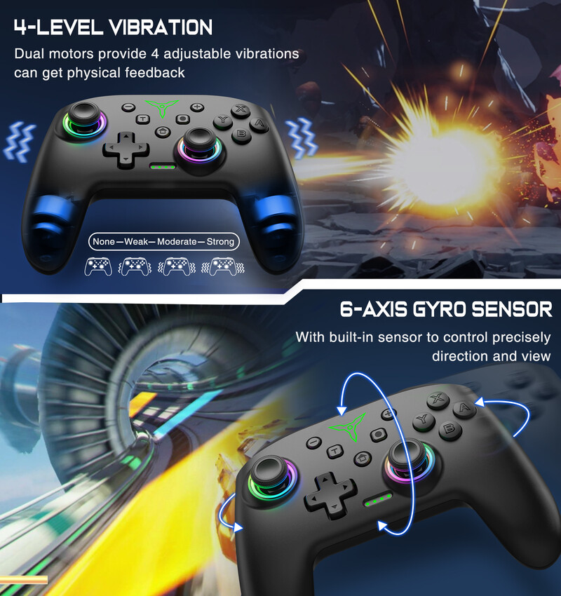 Gamepad wireless BEBONCOOL pentru Nintendo Switch/Switch OLED/Switch Lite/Android/ios Conexiune prin cablu Pro Controller pentru PC/Steam