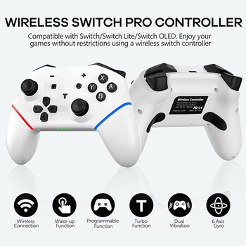 Безжичен Bluetooth-съвместим контролер за NS/NS Lite/NS Oled конзола Gamepad Controle за Android PC Джойстик с 6-ос