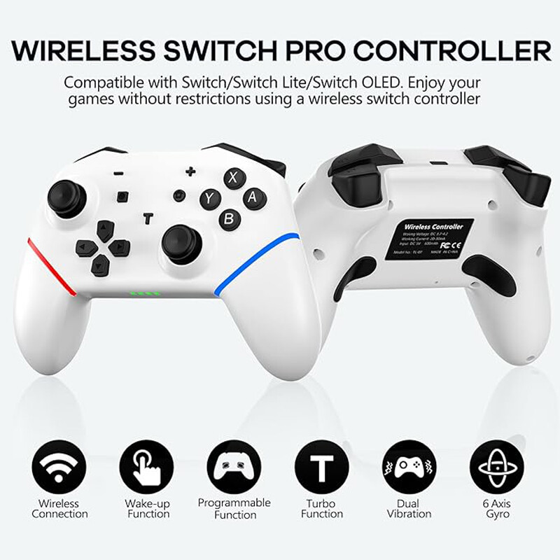 Vezeték nélküli Bluetooth-kompatibilis vezérlő NS/NS Lite/NS Oled konzolos játékvezérlőhöz Android PC Joystick 6 tengelyes vezérlőhöz