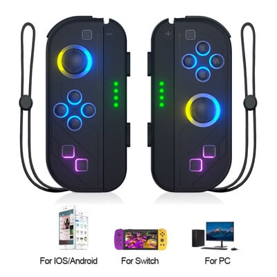 Joy Pad Nintendo Switch/Led Lite Joystick vezeték nélküli RGB Gamepad Controller Grip támogatása Wake-Up és Turbó funkció 6 tengely