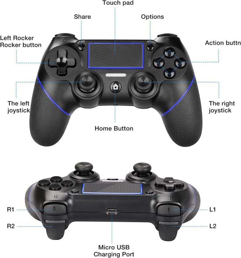 Controler wireless USB Gamepad Joypad Controller cu vibrație duală pentru PS4/ Slim/Pro/PC (Win 7/8/10)