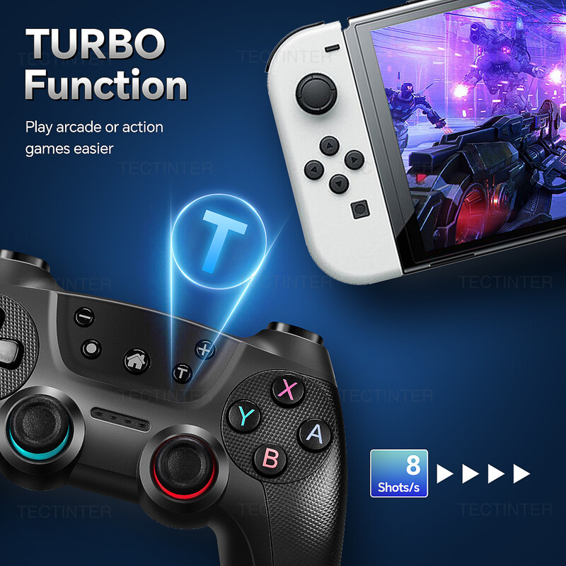 Támogatja a Bluetooth vezeték nélküli játékvezérlőt, amely kompatibilis a Nintendo Switch Pro / Switch Oled / Switch Lite PC Controle Joystick vezérlővel