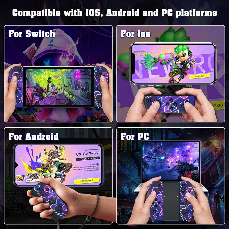 Funguje perfektne pre Nintendo Switch/OLED/Lite pre Joy-Con BT ovládač s turbo vibráciou, farebným vzorom, herné príslušenstvo