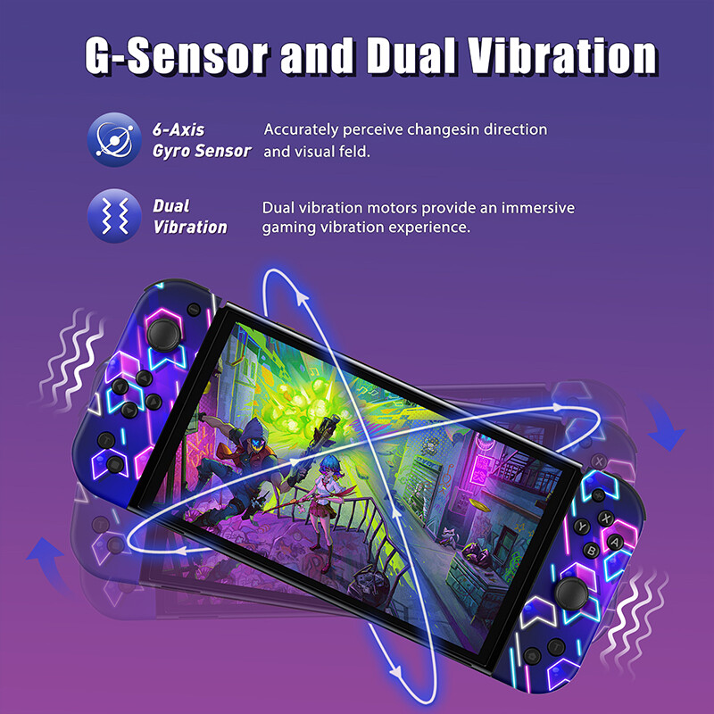 Funguje perfektne pre Nintendo Switch/OLED/Lite pre Joy-Con BT ovládač s turbo vibráciou, farebným vzorom, herné príslušenstvo