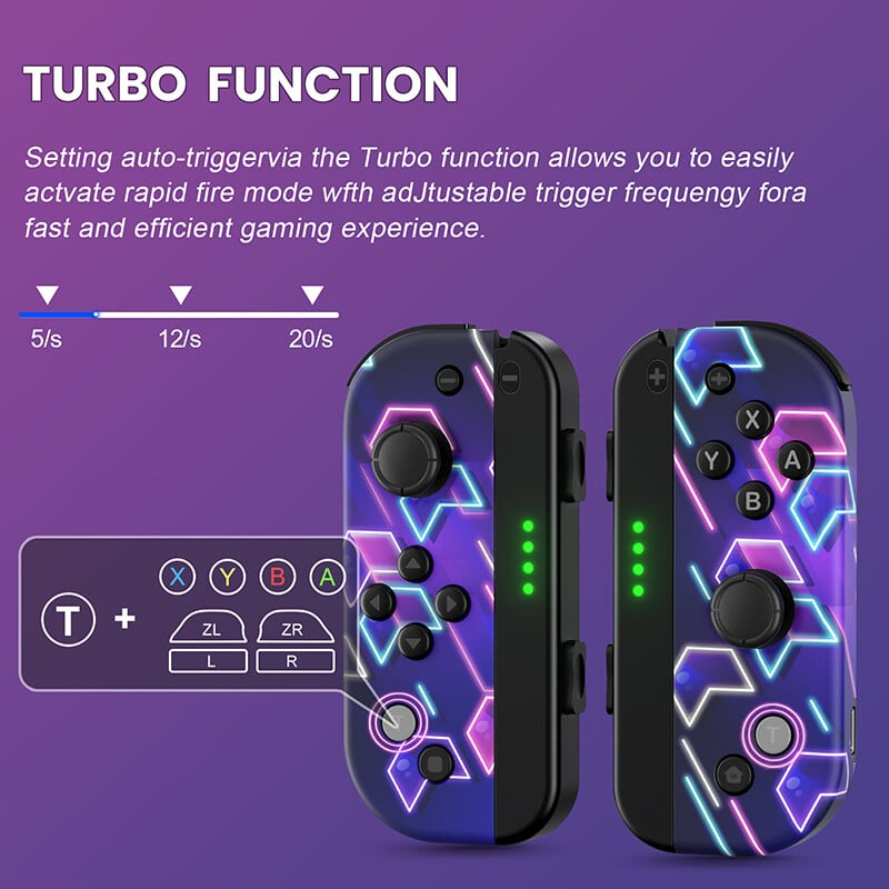 Funguje perfektne pre Nintendo Switch/OLED/Lite pre Joy-Con BT ovládač s turbo vibráciou, farebným vzorom, herné príslušenstvo