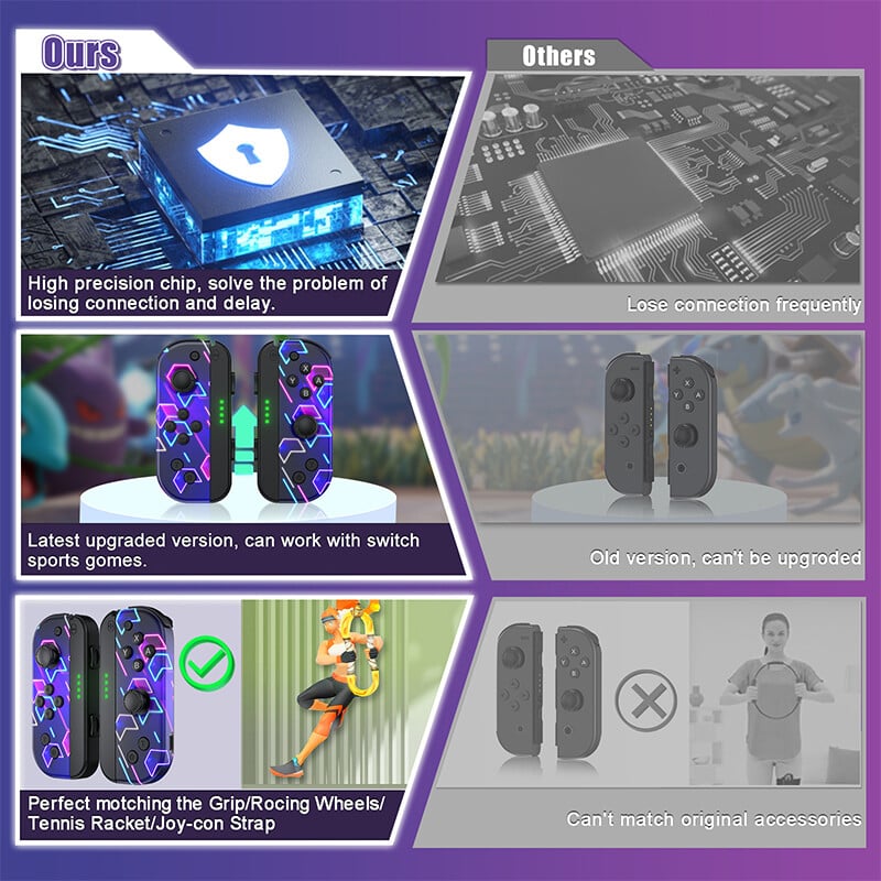Funguje perfektne pre Nintendo Switch/OLED/Lite pre Joy-Con BT ovládač s turbo vibráciou, farebným vzorom, herné príslušenstvo