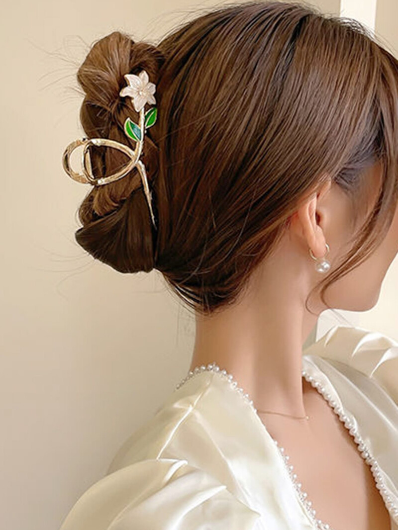 Gėlių dizaino plaukų žnyplės tulpės gėlė didelės plaukų žnyplės, skirtos moterims, 90-ųjų, neslystančios, tvirtos laikymo metalinės žandikaulio segtukai plaukams Barrett