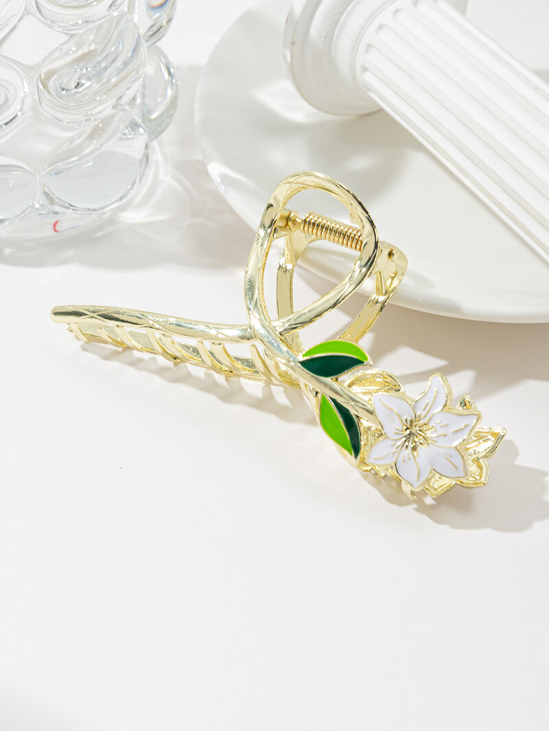 Gėlių dizaino plaukų žnyplės tulpės gėlė didelės plaukų žnyplės, skirtos moterims, 90-ųjų, neslystančios, tvirtos laikymo metalinės žandikaulio segtukai plaukams Barrett