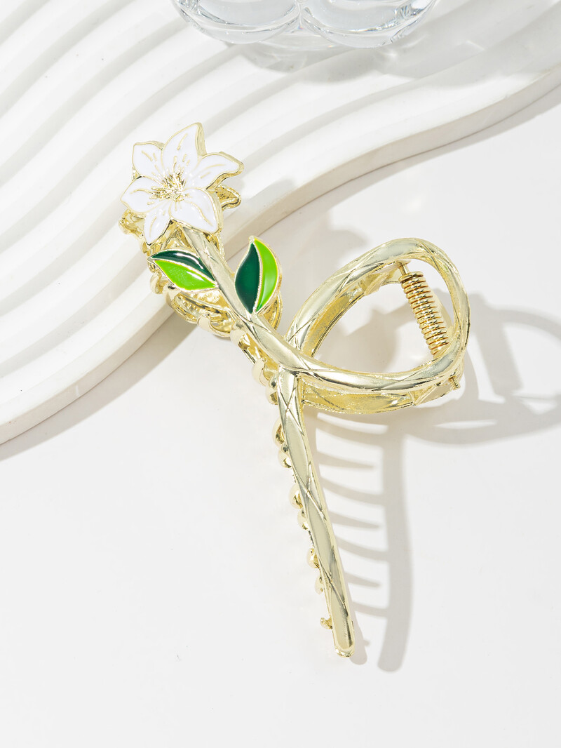 Gėlių dizaino plaukų žnyplės tulpės gėlė didelės plaukų žnyplės, skirtos moterims, 90-ųjų, neslystančios, tvirtos laikymo metalinės žandikaulio segtukai plaukams Barrett