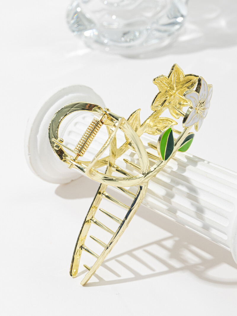 Gėlių dizaino plaukų žnyplės tulpės gėlė didelės plaukų žnyplės, skirtos moterims, 90-ųjų, neslystančios, tvirtos laikymo metalinės žandikaulio segtukai plaukams Barrett