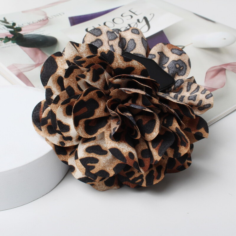 Szövet virágos hajkapcsok lányoknak Leopárd haj karmok Hajcsat Barrette műanyag hajbilincsek Hajkiegészítők